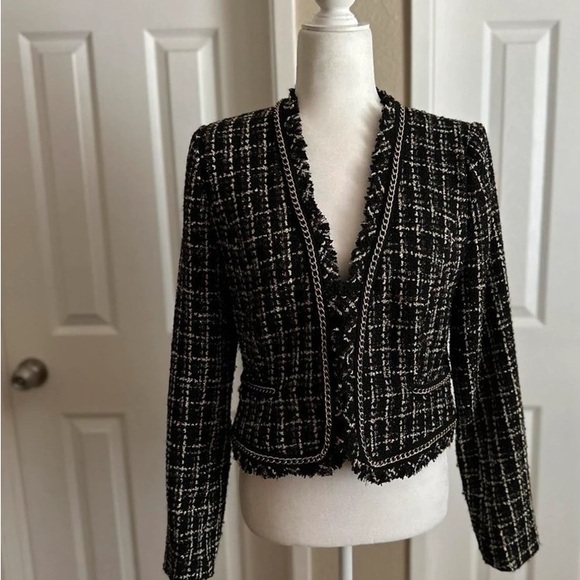 Chic Black and White Tweed Jacket